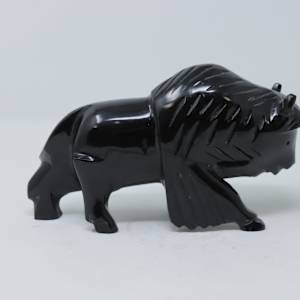 Black Stone Bison Carving 