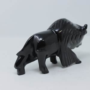 Black Stone Bison Carving 