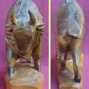 Hand-Carved Bison Soviet Ukraine by Demenchuk 