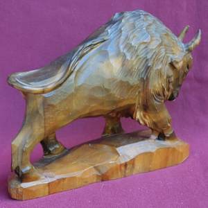 Hand-Carved Bison Soviet Ukraine by Demenchuk 