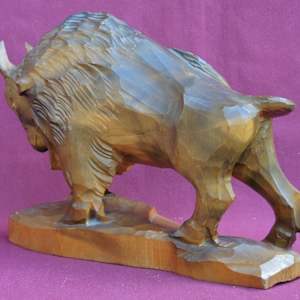Hand-Carved Bison Soviet Ukraine by Demenchuk 