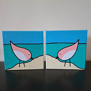 One Little Beach Bird I by Eileen Saunders  Image: One Little Beach Bird 1 & 2 side by side