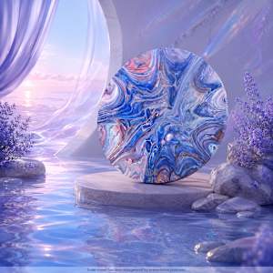 Chromatic Currents: Lavender Blue | 8 in round canvas | Abstract Painting by JD Hecht | Creatively Cutz Studio, Image 1.