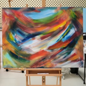 When Spinning Worlds Collide by Kate Hessling  Image: When Spinning Worlds Collide on easel