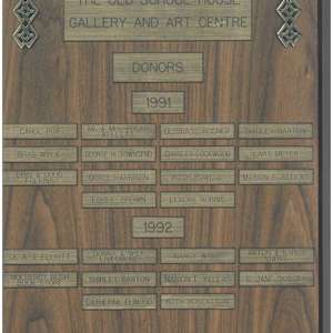 Donor Plaque 1991 by Shirley Barton, Catherine Elwood, Nancy Ward, Marion E. Kellas, Ruth Robertson, Anton Kruyt, Nancy Kruyt, G. Jane Skipsey
