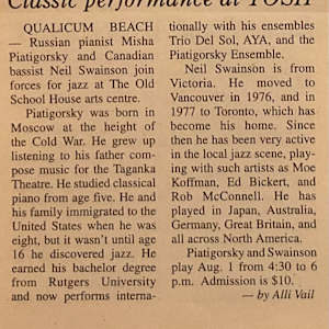 Classic performance at TOSH by Misha Piatigorsky, Neil Swainson