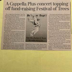 A Cappella Plus concert topping off fund-raising Festival of Trees by A Cappella Plus