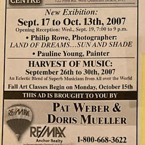 New Exhibition: Sept 17 to Oct 13, 2007 by Philip Rowe, Pauline Young