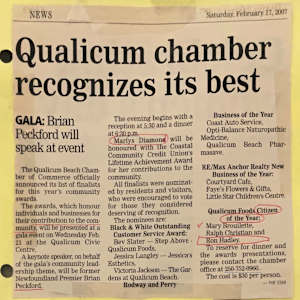 Qualicum chamber recognizes its best by Mary Brouilette, Ron Hadley