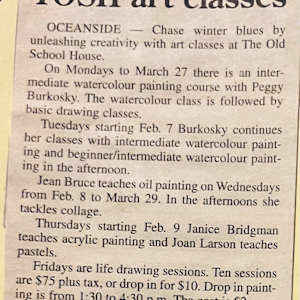TOSH art classes by Janice Bridgman, Peggy Burkosky, Joan Larson, Jean Bruce