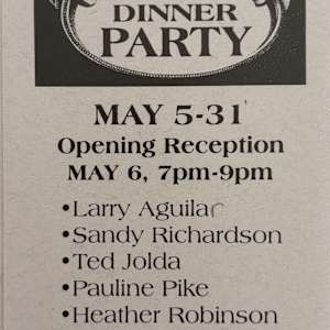 Exhibitions 1998 - January to December by Larry Aguilar, William Allister, Ted Jolda, Carmen Mongeau, Pauline Pike, Heather Robinson, Gwen Curry, Carol Frank, Mark Sutin, Georgia Leslie  Image: The Dinner Party