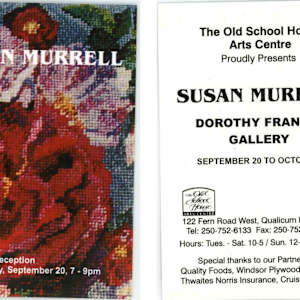 Exhibitions 2000- January to October by Larry Aguilar, Merv Brandel, Colleen Butcher, Audrey Cameron, Charlotte Campbell, Mary Leigh Campbell, Doug Folkins, Jean Grant Horner, D.F. Gray, Pat Holland, Jason Marlow, Jason Marlow, Helene McIntosh, Lynn Orriss, Pauline Pike, Jonathan Rout, Agatha Olfert, Mary Hartnell, Melanie Hartnell, Sheila Symington, Caroline Houg, Marni Hartnell, Adrienne Moore, Linda Frimer, Graham Scholes, Bob Hunt, Elaine Thompson Hunter, Dan McLeod, Sandra Martens, Marguerite Stevens, Elena Travanut, Anne-Marie Veale, Martin Bradpiece, Jack Whelan, William Allister, Nicholas Pearce, Dan Gray, Pat O’Hara, Des Bevis, Agatha Olfert, Shirley Dickie, Peter Shostak, Carmen Mongeau, Elena Travenaut, Chris Smith, Susan Russell, Joanne Bevis, Barbara Ann Scott, Rick Raxlen, Susy Raxlen, Darlene Zimmerman, Susan Murrell, Shirley Dickie 