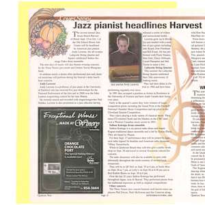 Jazz pianist headlines Harvest of Music by Adam Dobres Trio, Anne Bateman, Jim Cameron, Shika Card, Phil Dwyer, Ron Hadley, Douglas Hensley, Liam Hockley, Yu Imafuku, Nick McGowan, Kevin Musgrave, Eva Solar-Kinderman, Andy Laverne, Joey Smith, Kelby MacNayr