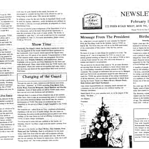 Newsletter February 1994 by Wanda Ashmore, Tina Beard, Bert Cafik, Audrey Cameron, Mary Leigh Campbell, Margot Cyr, Marlys Diamond, Don Emerson, Norma Emerson, Disa Marie Hale, Nancy Kruyt, Jason Marlow, Francois Mongeau, Gigi Obrahovic, Carole Poy, Ruth Seburn, Art Skipsey, Faye Smith, Larry Stubbins, Leo Cyr, Margie Healy, Claud Buchanan, Arrowsmith Needle Arts Guild, Nora West, Doug Folkins, Elaine Thompson, Rose Baird, Cheryl O'Blenis, Joyce Brooks, Marion Seaman, Anne Morrison, Beryl Hamilton, Island Baroque Trio, Margorie Koers, The Allegro Madrigal Singers, Joan Gosselin, Myrtle Ostrom, Erna Stobbauer, June Watson, Betty Torbet, Bonnie Chapman, Luke Mayba, Telemann, Lynne Forman, Deanna Didier, Gloria Miller, Ann Legate, Lois Folkins, Sylvia Tucker, Rebecca Dawson, Sean Virgo, Samartini and Corelli, Vancouver Cantada Singers, Trinity Western university Choir, Maestro Comissiona, Dudley Moore, James Verbicky, Marsha Andrews, Basil Weber, Dan Graham