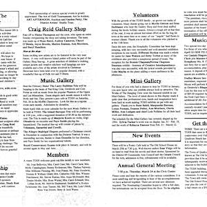 Newsletter February 1994 by Wanda Ashmore, Tina Beard, Bert Cafik, Audrey Cameron, Mary Leigh Campbell, Margot Cyr, Marlys Diamond, Don Emerson, Norma Emerson, Disa Marie Hale, Nancy Kruyt, Jason Marlow, Francois Mongeau, Gigi Obrahovic, Carole Poy, Ruth Seburn, Art Skipsey, Faye Smith, Larry Stubbins, Leo Cyr, Margie Healy, Claud Buchanan, Arrowsmith Needle Arts Guild, Nora West, Doug Folkins, Elaine Thompson, Rose Baird, Cheryl O'Blenis, Joyce Brooks, Marion Seaman, Anne Morrison, Beryl Hamilton, Island Baroque Trio, Margorie Koers, The Allegro Madrigal Singers, Joan Gosselin, Myrtle Ostrom, Erna Stobbauer, June Watson, Betty Torbet, Bonnie Chapman, Luke Mayba, Telemann, Lynne Forman, Deanna Didier, Gloria Miller, Ann Legate, Lois Folkins, Sylvia Tucker, Rebecca Dawson, Sean Virgo, Samartini and Corelli, Vancouver Cantada Singers, Trinity Western university Choir, Maestro Comissiona, Dudley Moore, James Verbicky, Marsha Andrews, Basil Weber, Dan Graham  Image: Total 2 pages