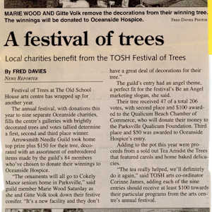 The Old School House will be twinkling for Festival of Trees/ A festival of trees - News article 12/2008 by Marie Wood, Corinne James, Arrowsmith Needle Guild, Gitte Volk  Image: There are a total of 3 pages