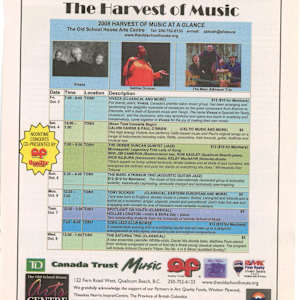 TOSH Welcomes Harvest of Music Back for Fourth Year - Sept 2008 by Paul O"Brien, Marc Atkinson Trio, Shifra Day, Tony Booker, Jim Cameron, Blaine Dunaway, Debbie Duncan, Alfons Fear, Jim Kilburn, Rick Kilburn, VIVEZA, Calvin Cairns, Hollas Longton, The Saturna Trio  Image: There are 2 images in total