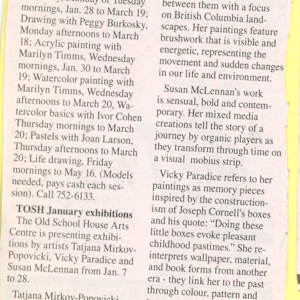 TOSH art classes January 2008 by Peggy Burkosky, Ivor Cohen, Joan Larson, Vicky Paradice, Marilyn Timms, Tatjana Markov-Popovicki, Susan McLennan