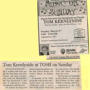 Keenlyside playing Sunday TOSH by Ron Hadley, Rick Kilburn, Tom Keenlyside  Image: see multiple images