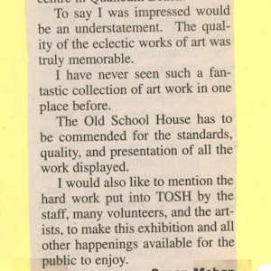 TOSH exhibit one of best ever by Susan Mohan