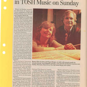 Czech composers featured in TOSH Music on Sunday / Czech out this duo at TOSH by Monica Pfau, Roger Mangas