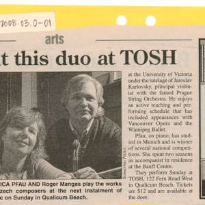 Czech composers featured in TOSH Music on Sunday / Czech out this duo at TOSH by Monica Pfau, Roger Mangas 