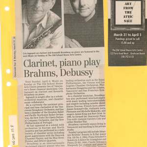 Clarinet, piano play Brahms, Debussy by Cris Inguanti, Kenneth Broadway
