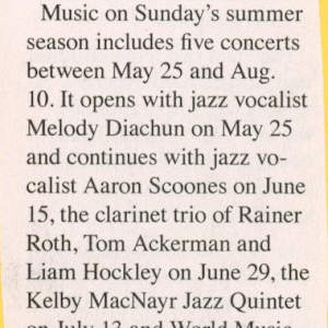 Summer Music on Sunday - Spring/Summer 2008 by Lehera, Tom Ackerman, Melody Diachun, Kelby MacNayr, Heather Rois Noddin, Rainer Roth, Aaron Scoones