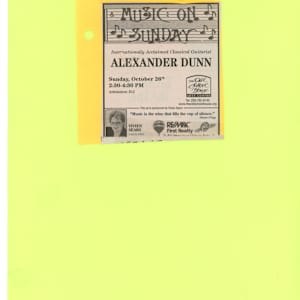 Music on Sunday - Alexander Dunn - 2008 by Alexander Dunn  Image: Advertisement for Oct 26, 2008 concert - The News Edition