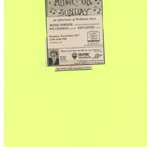 Music on Sunday - Monik Nordine - 2008 by Pat Coleman, Ken Lister, Monik Nordine  Image: Nov 21, 2008 - The News