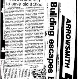 Building escapes bulldozer by Larry Aguilar, Jack Collins, Ken Foster, Al Grier, Brian Harvey, Diana Mongeau, Bob Nichol, Carol Nicol, Corrina Perry, Ron Postl, Paul Reitsma, Karen Walker, Bill Walters, Don Fennell, Corinna Perry