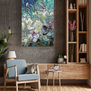 Morning Sun on Pink Bloom by Mila Rossi  Image: Room installation