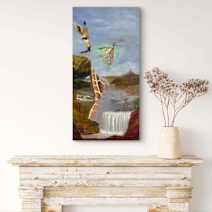 Giraffe World by Lydia Watson, WATSART  LLC  Image: "Giraffe World"  over a fireplace