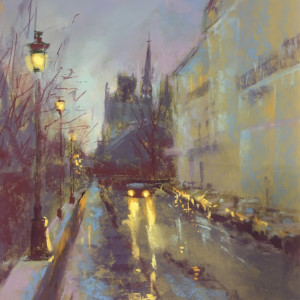 Notre Dame in the Rain by Jeanne Rosier Smith