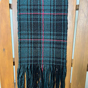 Green + Black plaid scarf by Jill Hankins