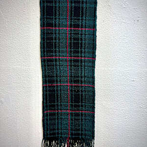 Green + Black plaid scarf by Jill Hankins 