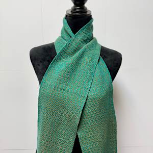 Draped Dreams in Turquoise & Gold Scarf by Jill Hankins 