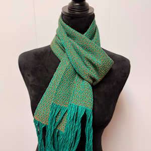 Draped Dreams in Turquoise & Gold Scarf by Jill Hankins 