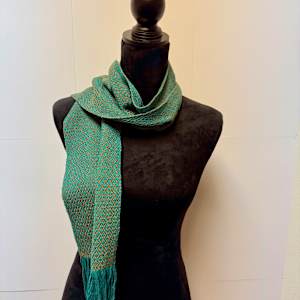 Draped Dreams in Turquoise & Gold Scarf by Jill Hankins 