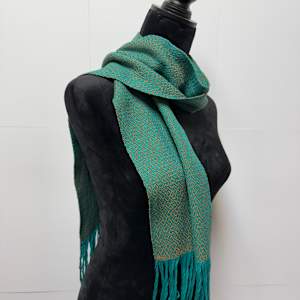 Draped Dreams in Turquoise & Gold Scarf by Jill Hankins 