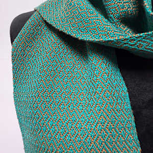 Draped Dreams in Turquoise & Gold Scarf by Jill Hankins