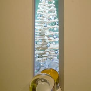 Triangle (Embassy S_ites) by Christopher Ho  Image: Christmas tree, Laser etched 150mm glass spheres, Colored 150mm glass spheres, Install 6, Tomorrow Maybe, Hong Kong, 2019
