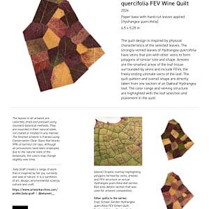 Schaar Garden Hydrangea quercifolia FEV Wine Quilt by Jody Graff  Image: Detail sheet of artwork