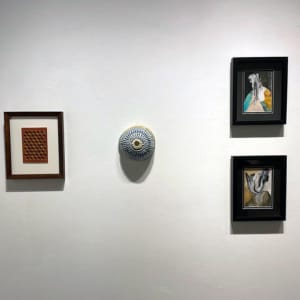 Cherry Tumbling Blocks Quilt by Jody Graff  Image: Magnitude Seven: 19th Annual Small Works Exhibit, installation view 3
