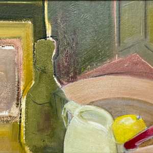 Green Bottle With Lemon by Mel Hatton