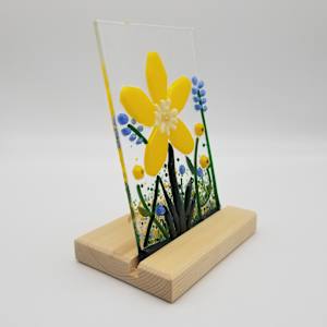 Yellow Bloom with Periwinkle Accents by Karin Danapas, Image 2.