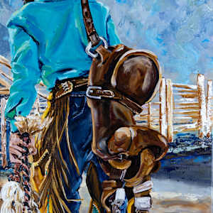 CoBear Bronc Buster - Print on Canvas by Heather Burris
