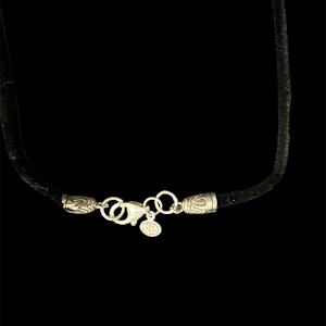 Silver and CZ Necklace on Black Cord by Barbara Miller 