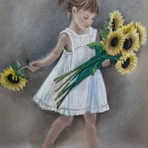 Sarah with Sunflowers by Teri Liptak 