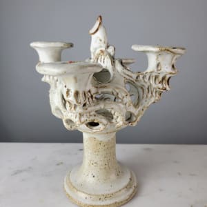 Handmade Potttery Candelabra 10" 